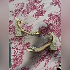 Crystal Betsey Johnson block heel sandals